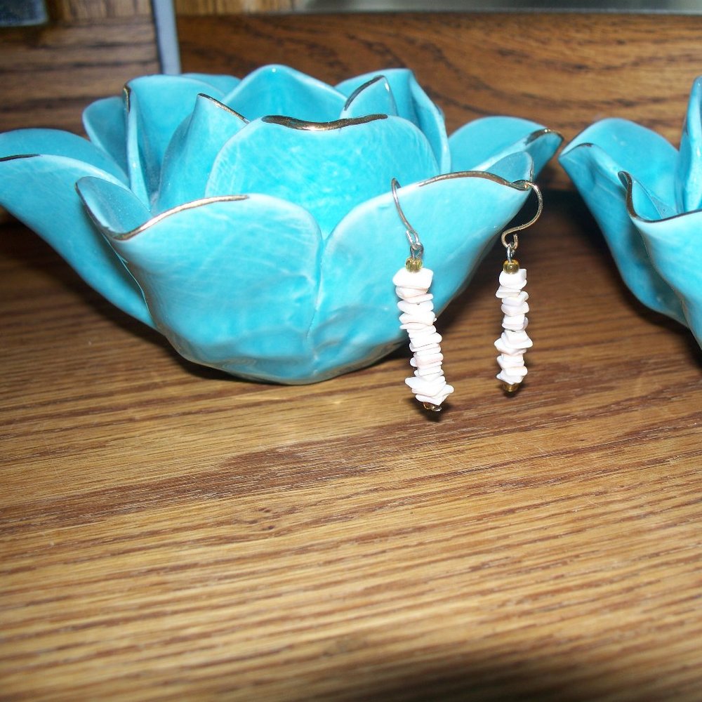 Pouka Shells earrings light pink vintage - Picture 2 of 2